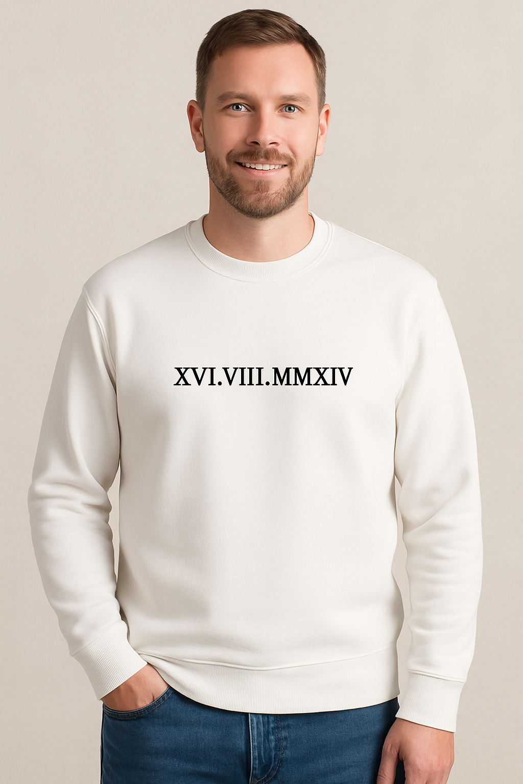 Herren Sweatshirt mit Stickerei - Römische Zahlen - Personalisierbar