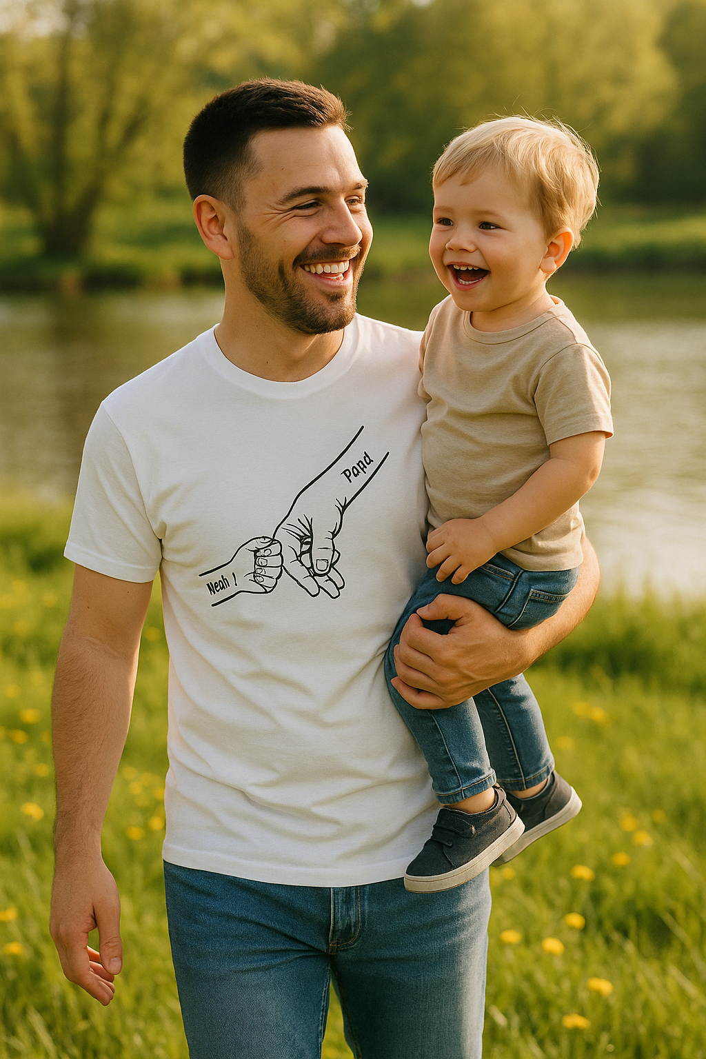 Papa T-Shirt Nimm meine Hand mit Namen - Personalisierbar