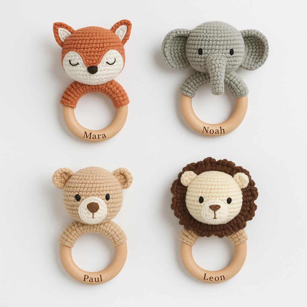 Personalisierte Beißringe – Tierisch süß & mit Liebe graviert